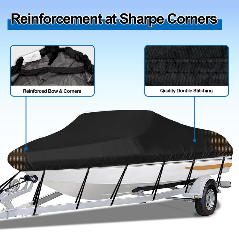 iCOVER Trailerable Boat Cover- 23'-24' Heavy Duty Waterproof Tarp Covers with Storage Bag, Fits V-Hull, Fish&Ski, Pro-Style, Fishing, Runabout, Bass Boats, up to 23ft-24ft Long and 102" Wide - Image 5